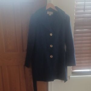 Michael Kors Navy Trench Coat with Gold Buttons